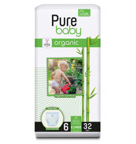 Pure Baby Organik Pamuklu Cırtlı 2Li Jumbo Külot Xl 6 Numara 32 Adet